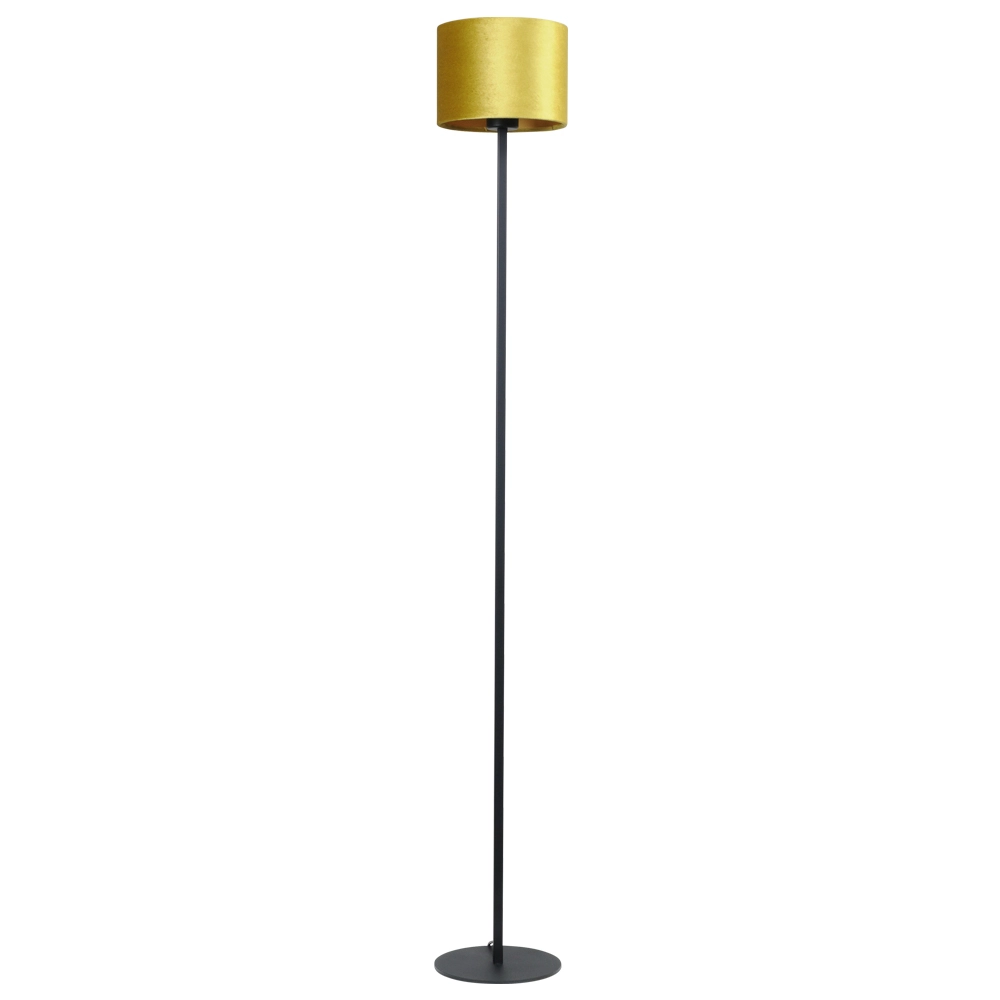 Black floor lamp Venus 150cm with ocher yellow lampshade