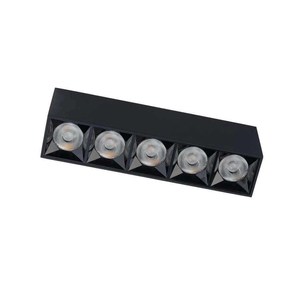Black surface-mounted spotlight Midi Led 5x1 LEDs - 3000K
