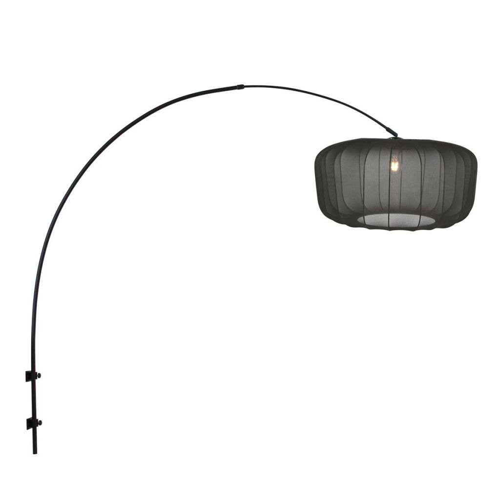 Black wall lamp Vela Lino with black shade Ø60cm