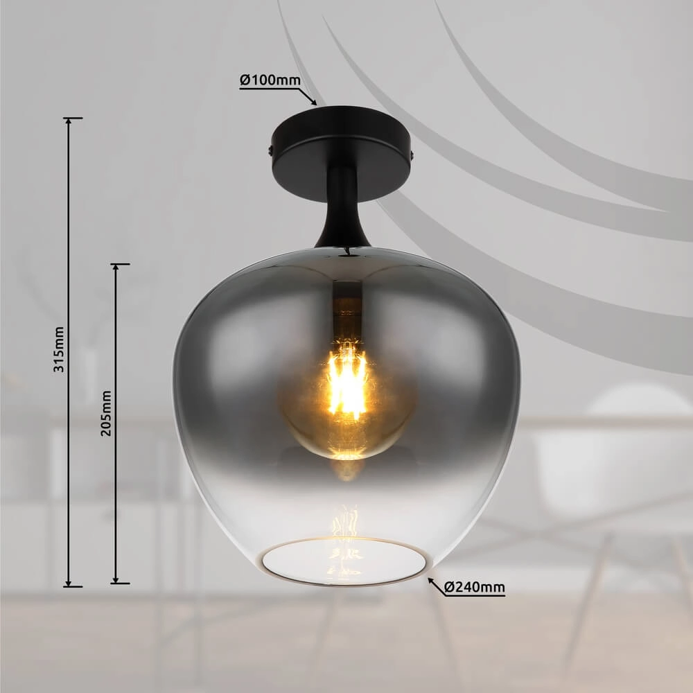 Black ceiling lamp Maxy single Ø 24cm Globo 9007371444380