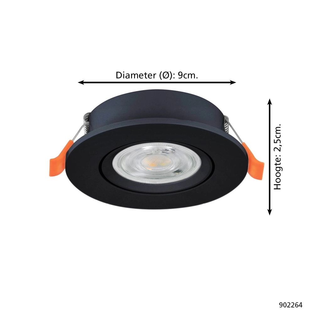 Recessed spotlight Barranco black Ø 9cm - 3-step CCT Eglo 9008606359400