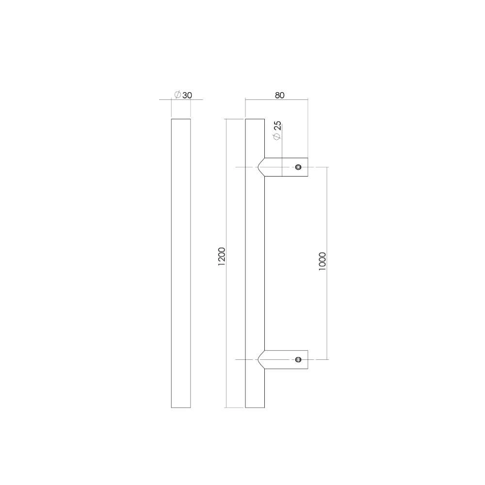 Door handle T-shape Gripon 120x8cm Stainless Steel Intersteel 8714186465066