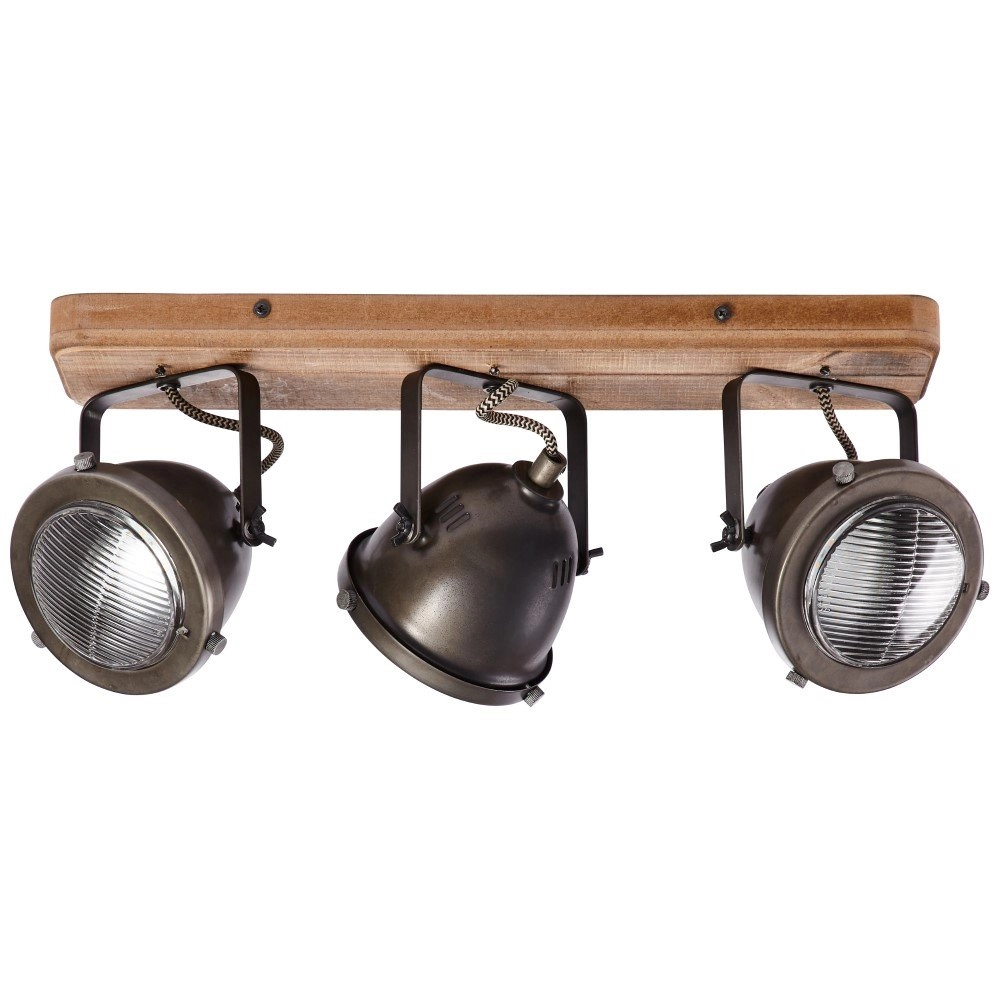 Rural surface-mounted spot Carmen Wood 3-light