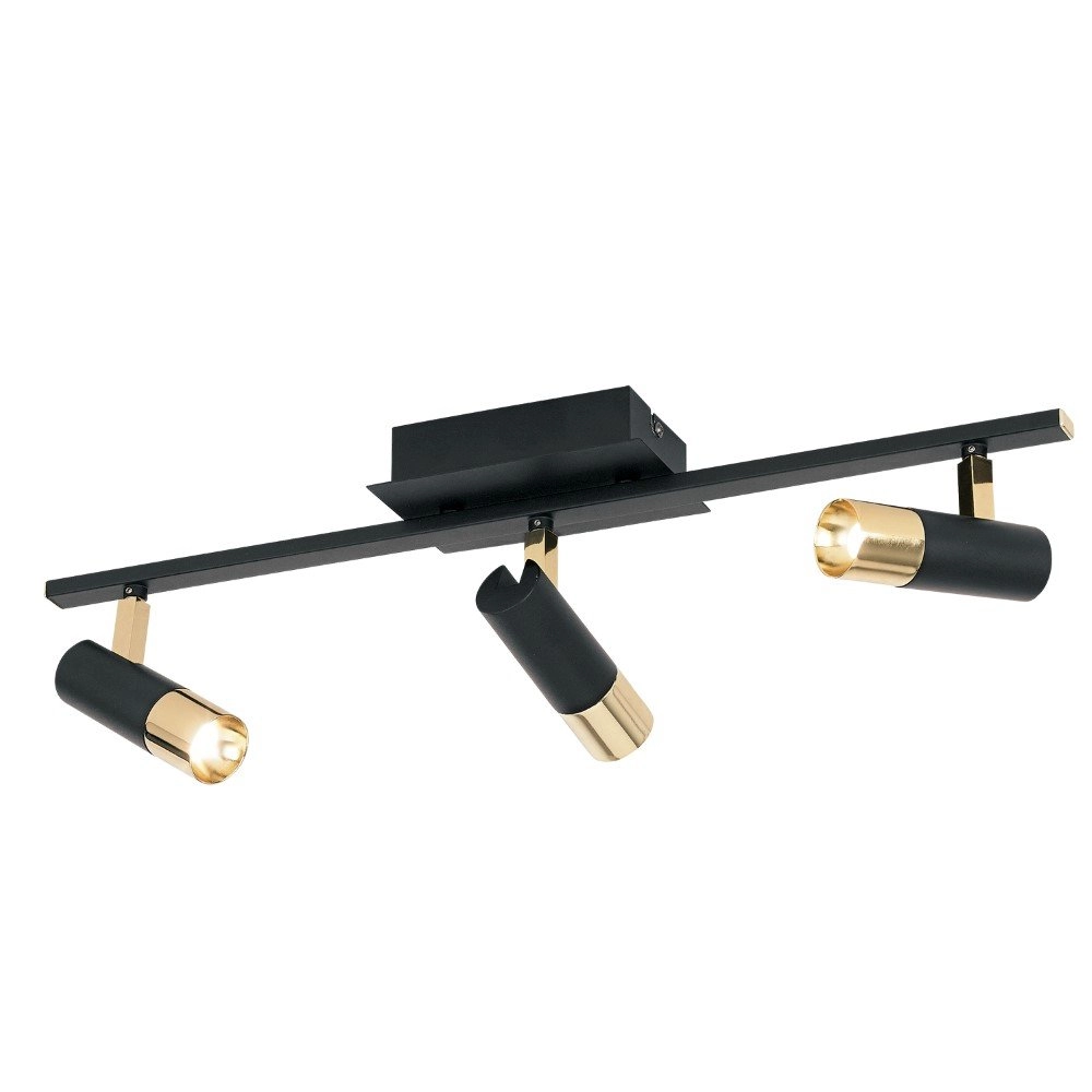 Design ceiling spotlight Tomares 3-light black with gold