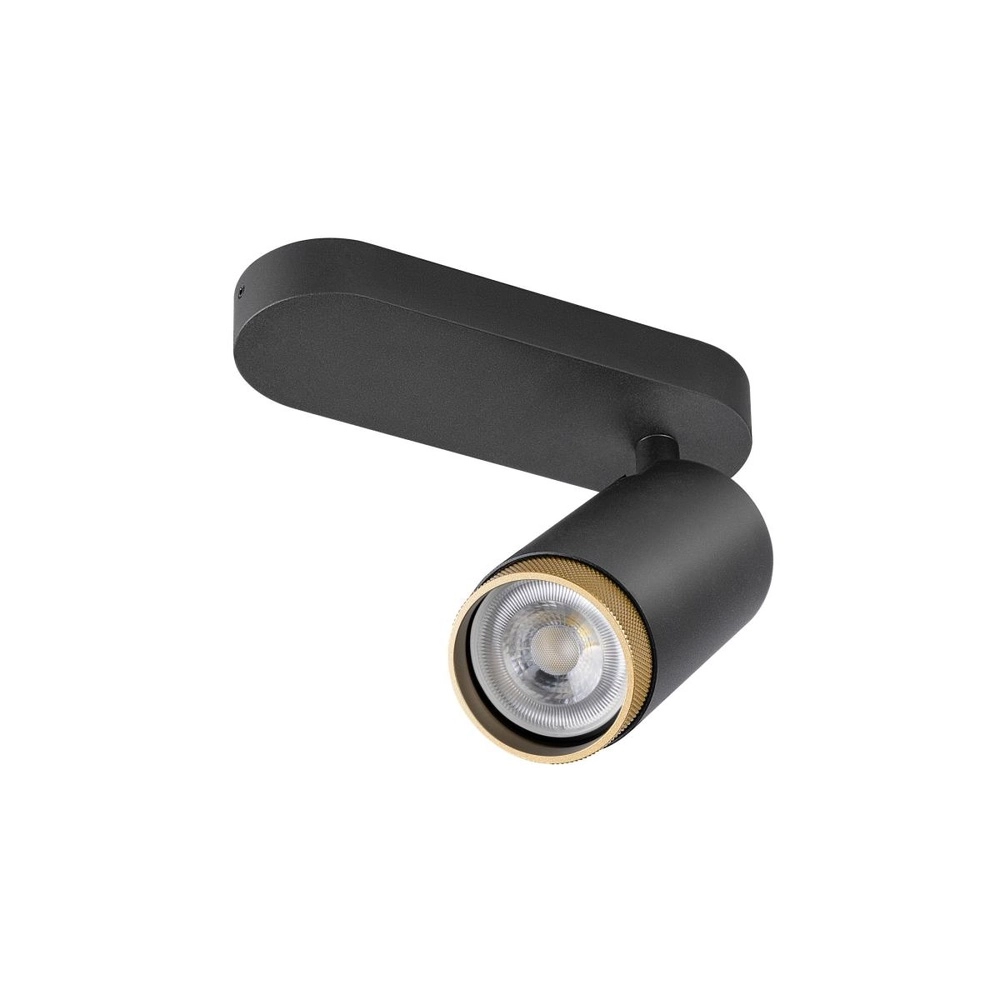 Surface-mounted spot Grip! L Black with gold ring SLV 4024163304436