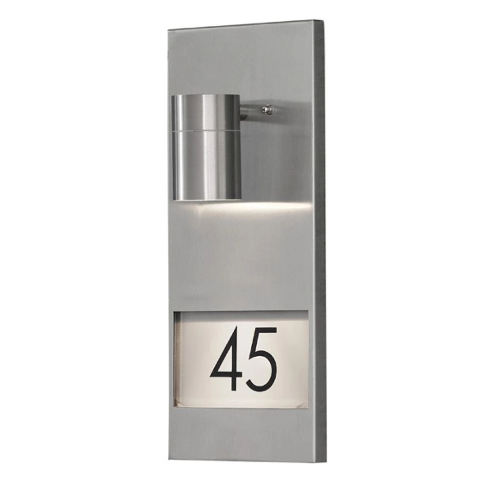 Wall spotlight Modena Adress Stainless steel with house number