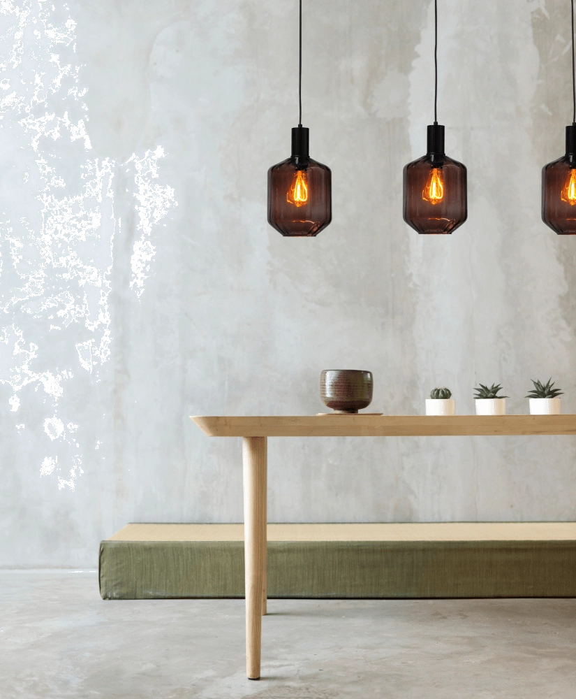 3-light hanging lamp - black - Porto with Jagger red glasses - Ø 24cm Masterlight 8718121269535