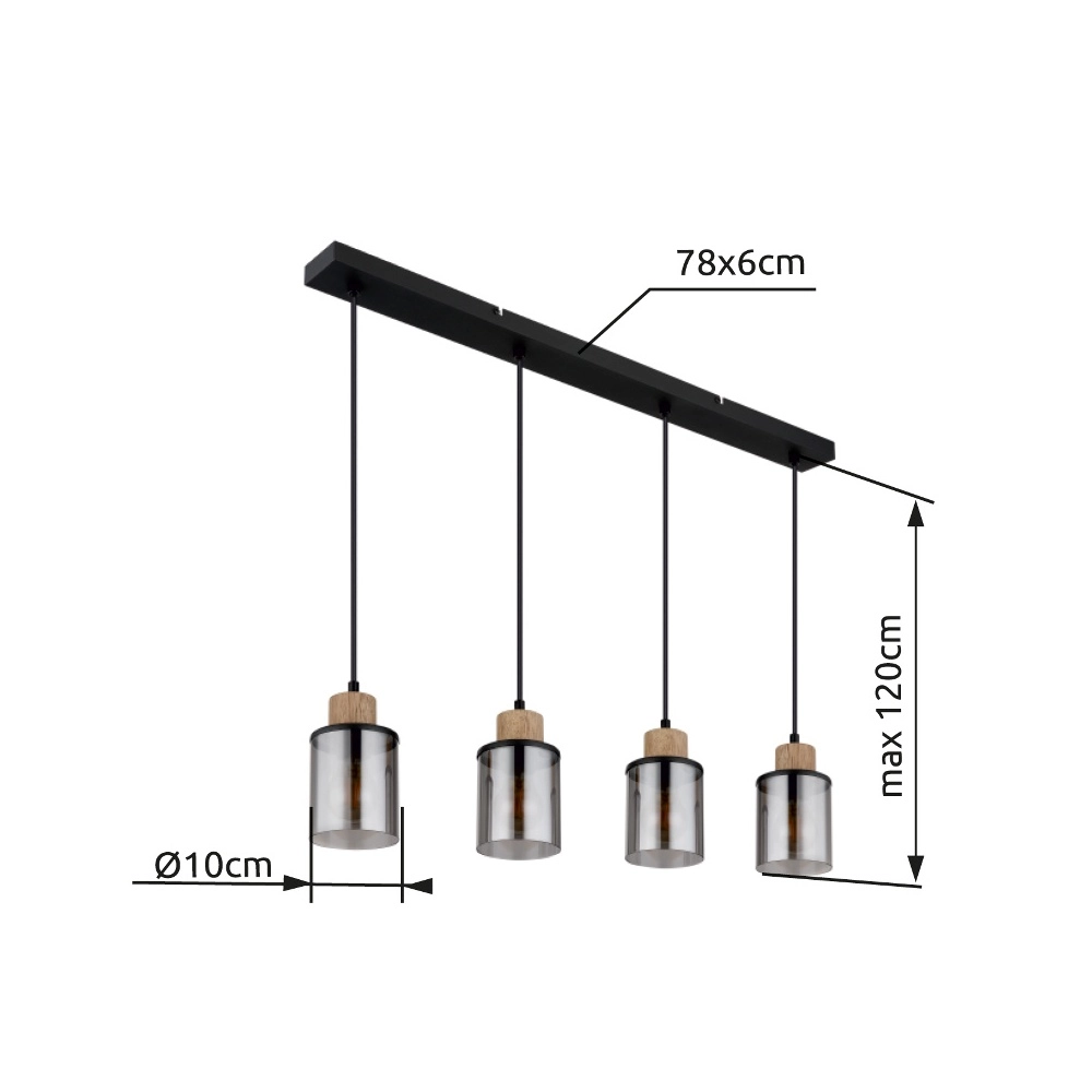 4-light pendant lamp Reid Black Globo 9007371445264