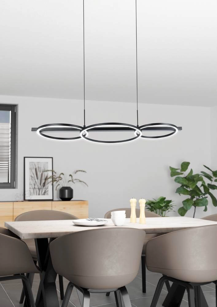 Hanging lamp with rings Lanacera black with gold Stars of Light 9008606221417