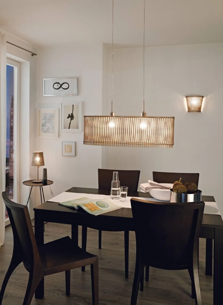 Pendant lamp Sendero Oval nickel matt with light wood brown Eglo 9002759961947