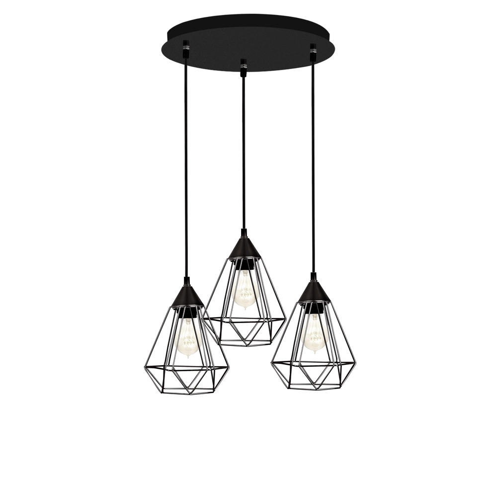Pendant lamp Paolo 3-light black Lyora 5212017407870