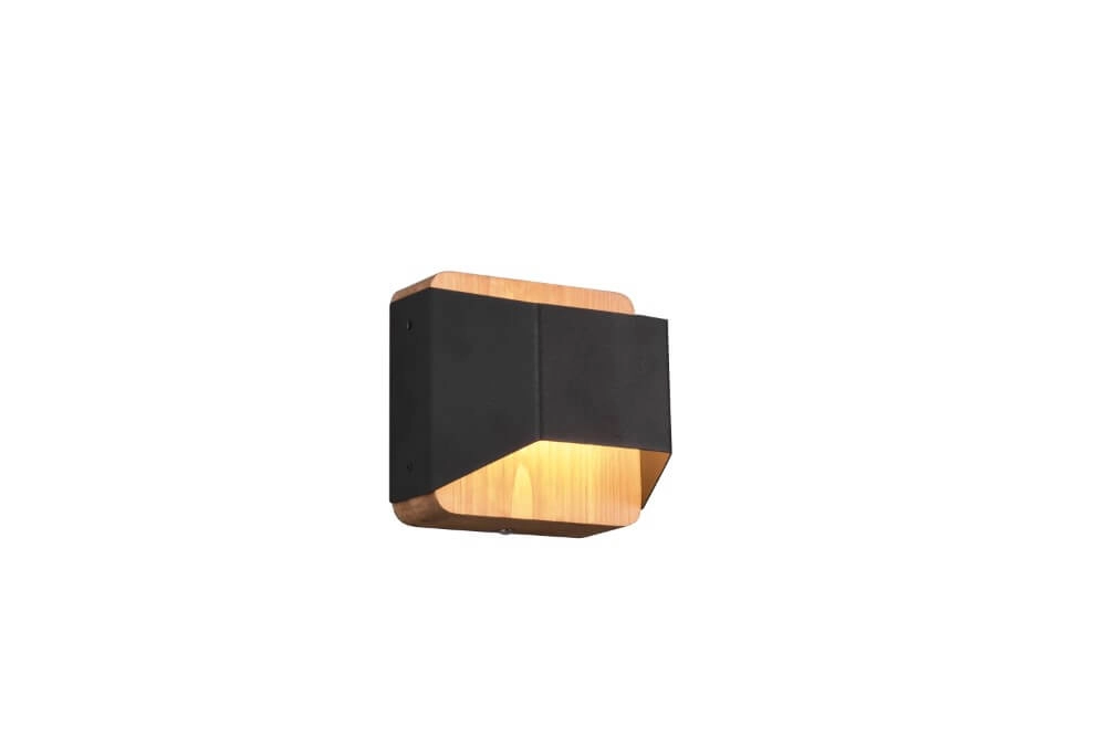 Wall lamp Arino 12cm black with wood brown Trio 4017807502756