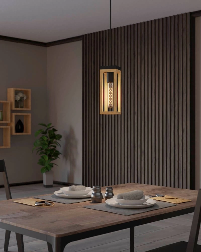 Wooden hanging lamp Nafferton Eglo 9002759437435