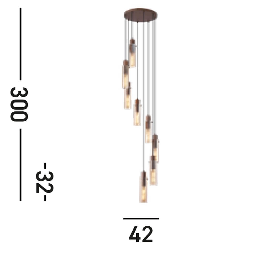 8-light vide pendant lamp Sweden II round Searchlight 5053423272061