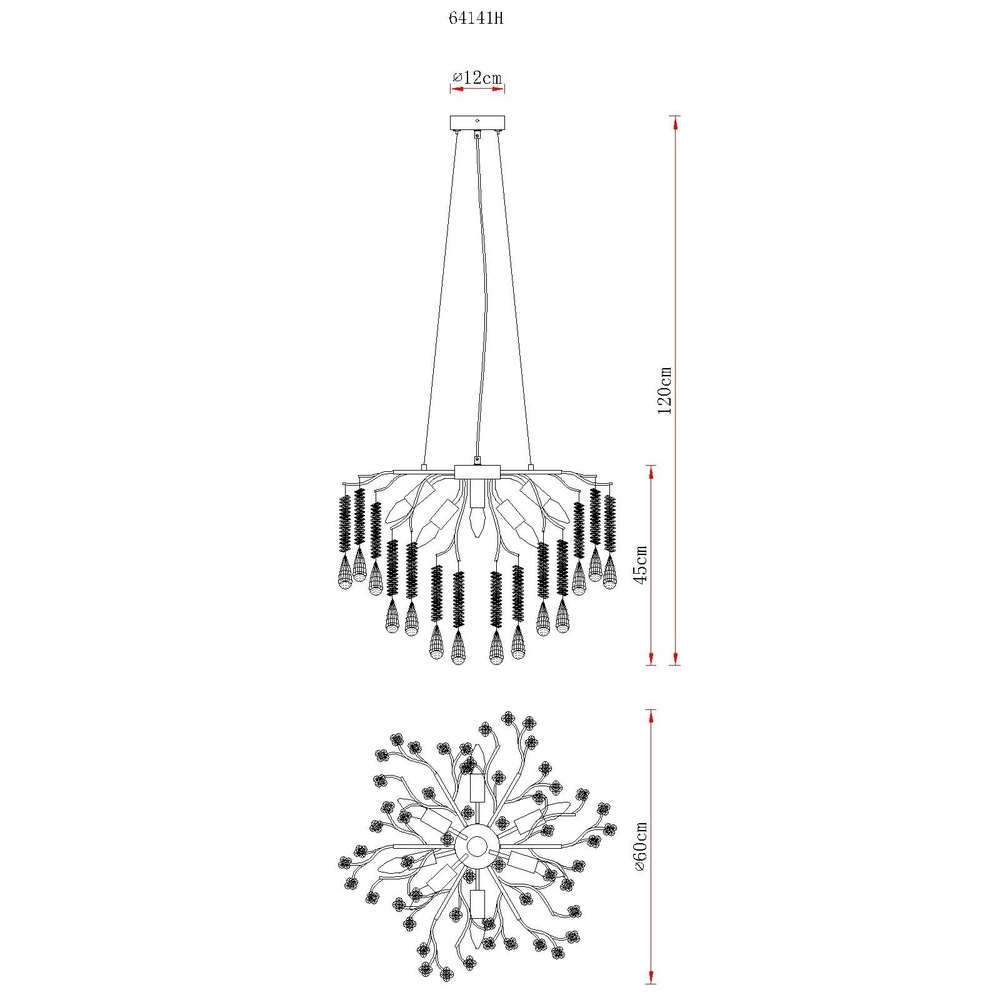 Pendant lamp Kinga silver grey Ø 60cm Globo 9007371572984