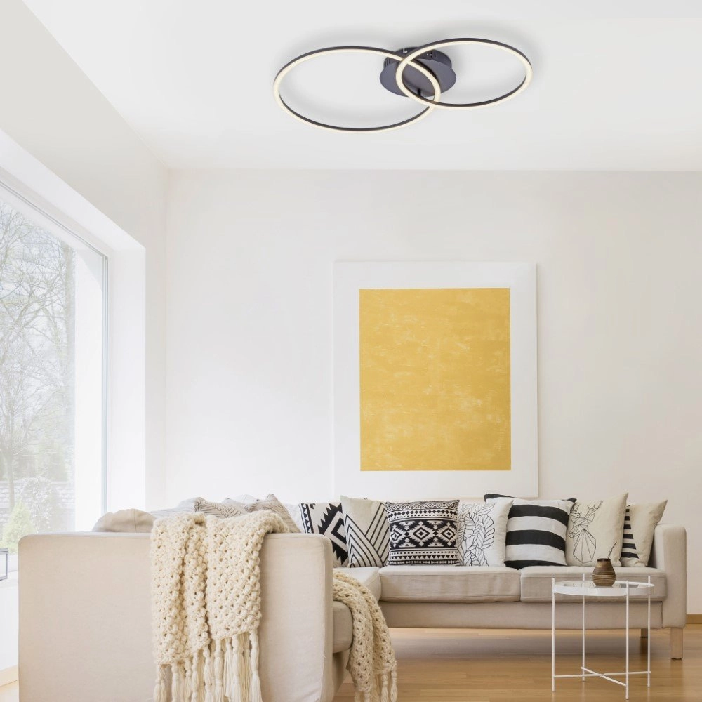 Modern ceiling lamp Ivanka 2-ring black Just Light 4043689970536