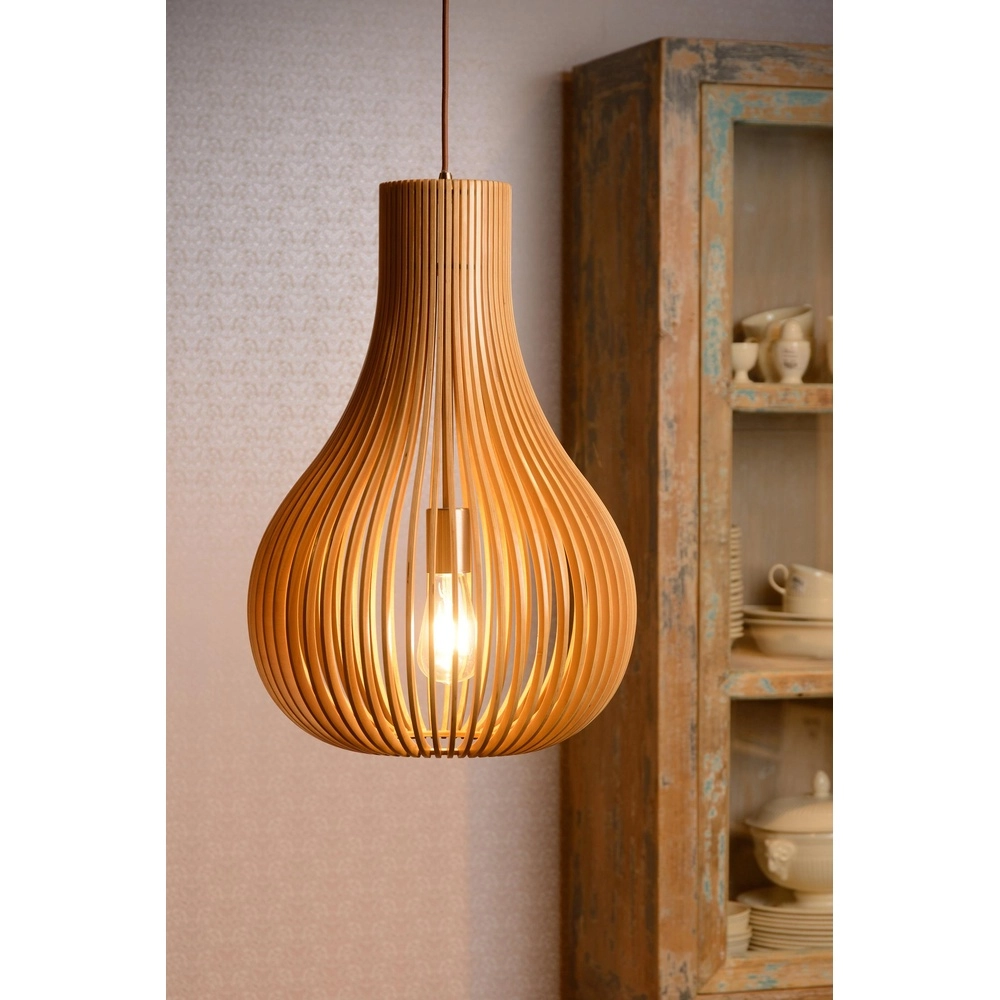 Unique pendant lamp Bodo Ø 38cm wood Lucide 5411212010766