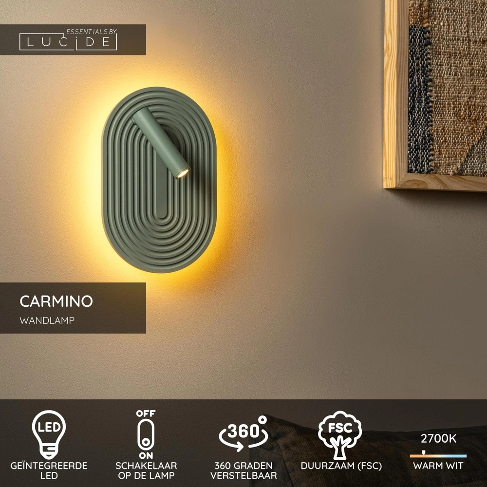 Design wall lamp Carmino Green Lucide 5411212771575