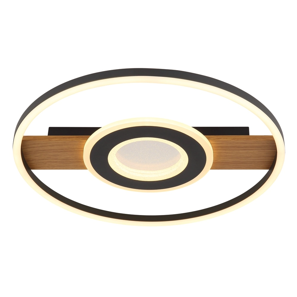 Black ceiling lamp Pikara Design with wood Globo 9007371462711