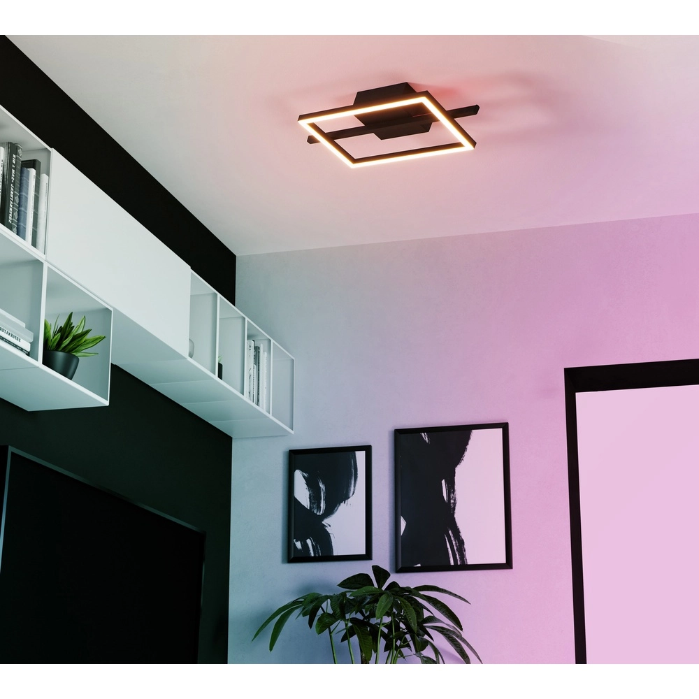 Led ceiling light Amandolo with remote control - black - square Eglo 9008606303939