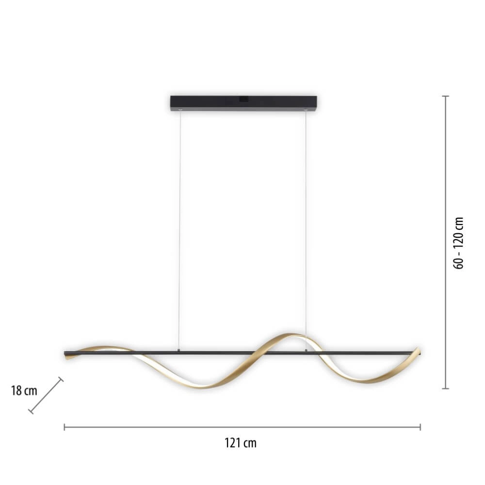 Wavy pendant lamp Q-Swing anthracite Paul Neuhaus 4012248373767