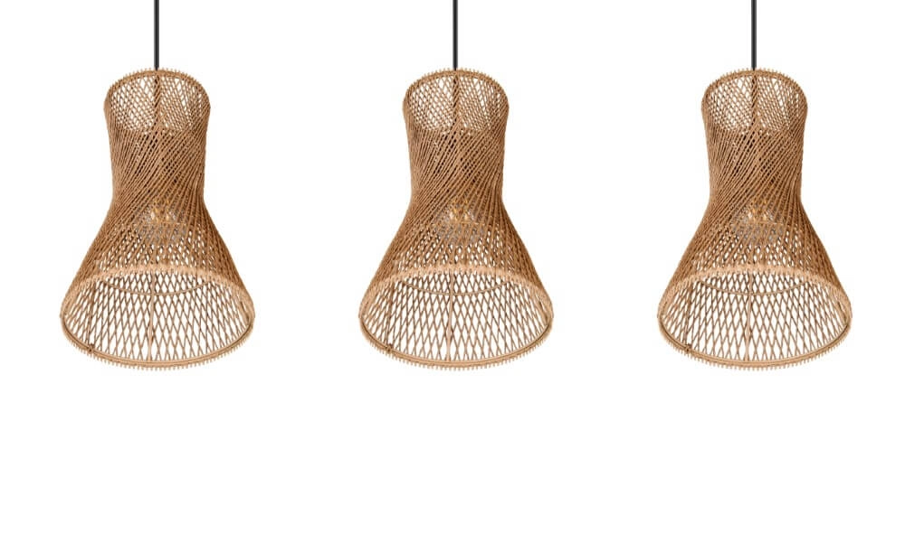 3-light pendant lamp Bijou black with rattan Trio 4017807637298