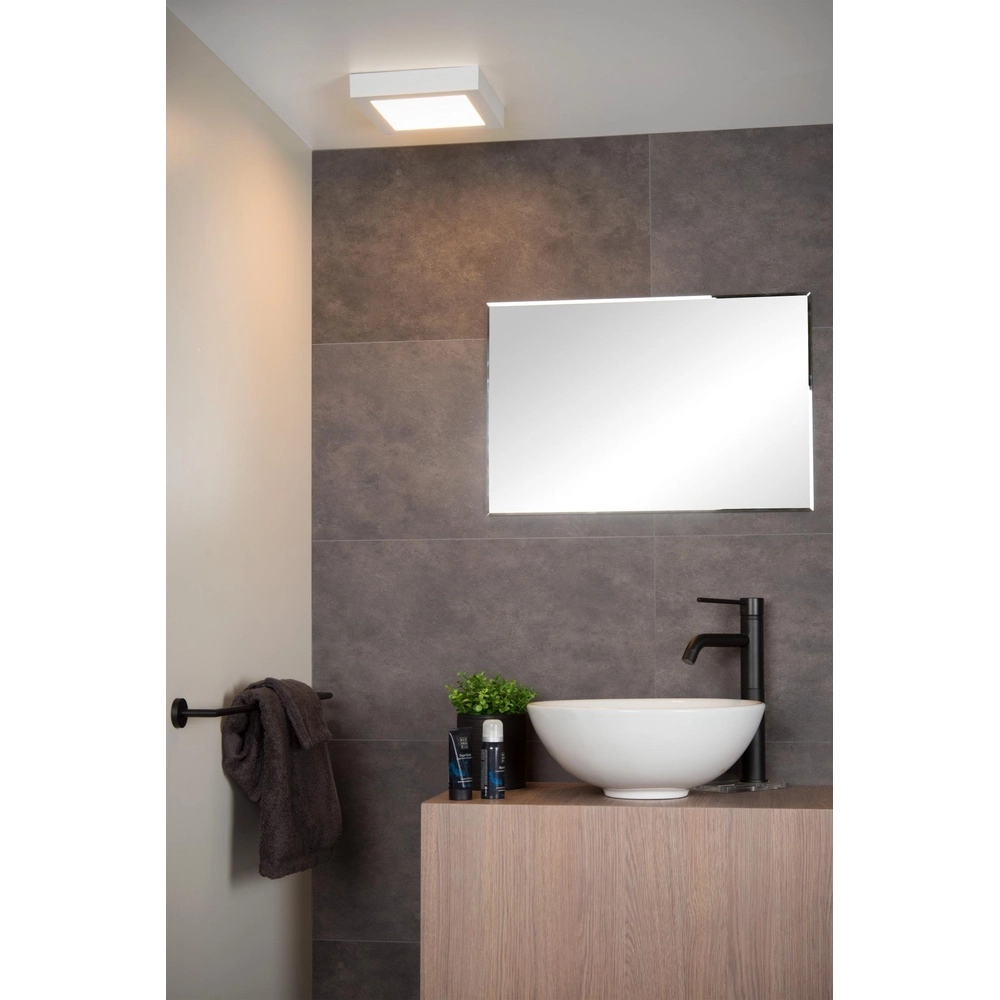 Ceiling light Brice-Led 22cm square IP44 white Lucide 5411212281340