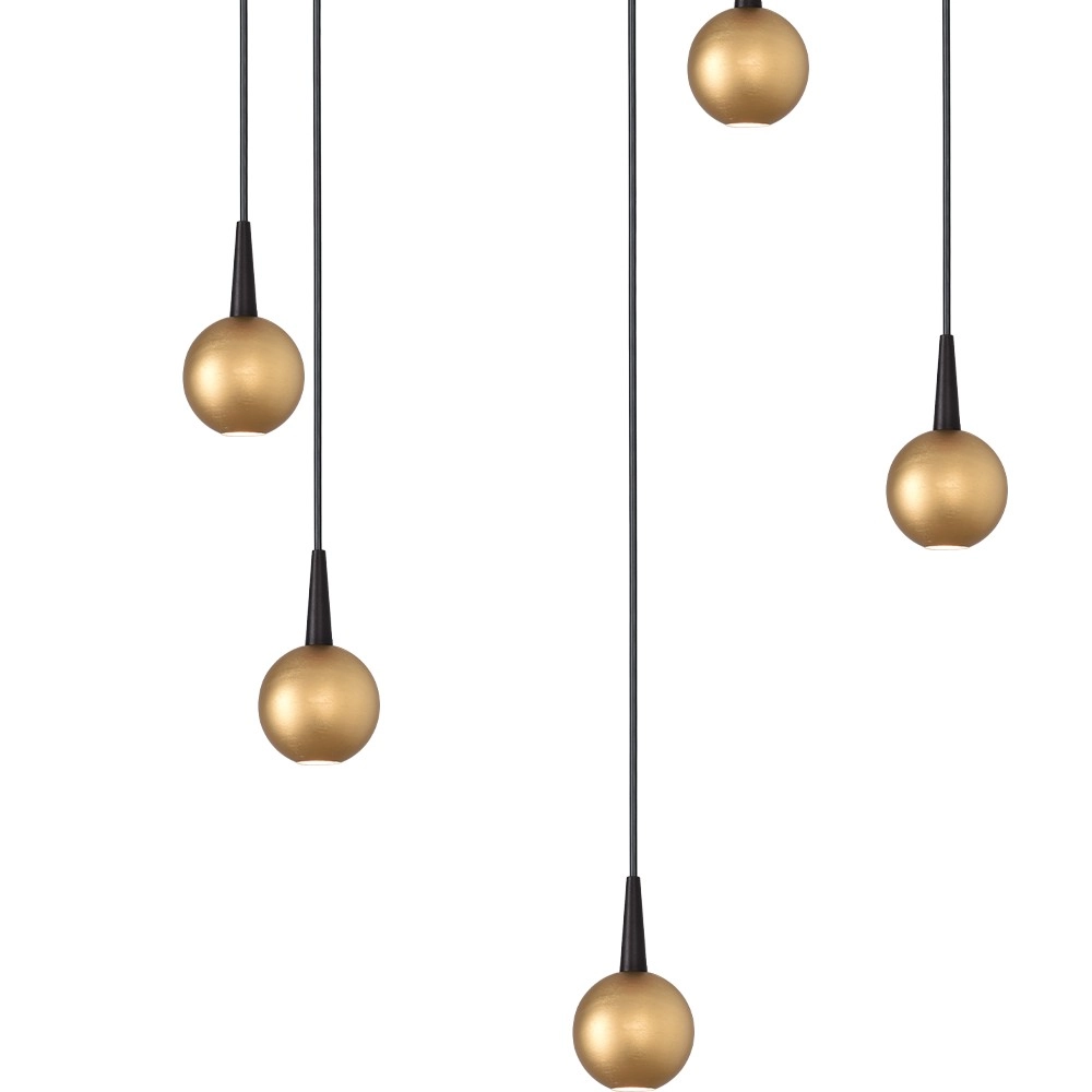 5-light pendant lamp Talana black with gold Ø 35cm DTW Masterlight 8718121347448