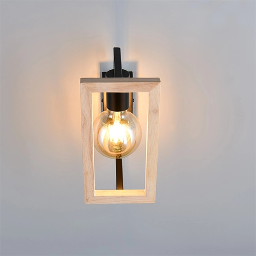 Design wall lamp Bano black with wood Trio 4017807670899