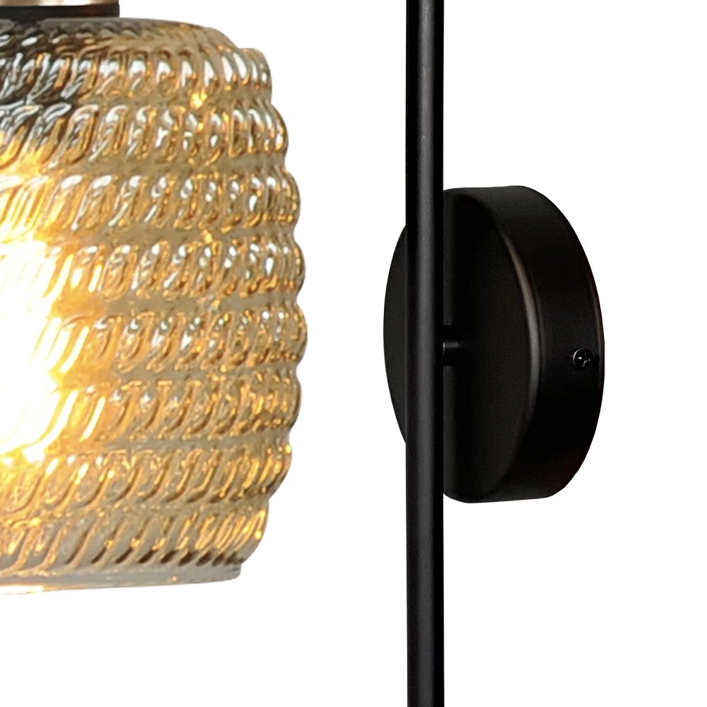 Black wall lamp Bounty with gold and ribbed glass Masterlight 8718121251042