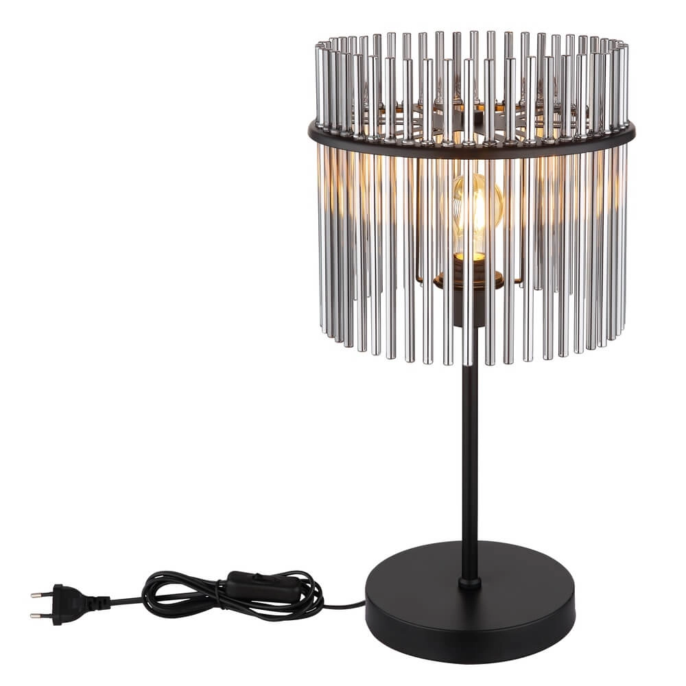 Black table lamp Gorley with smoke glass Ø 30cm Globo 9007371487004