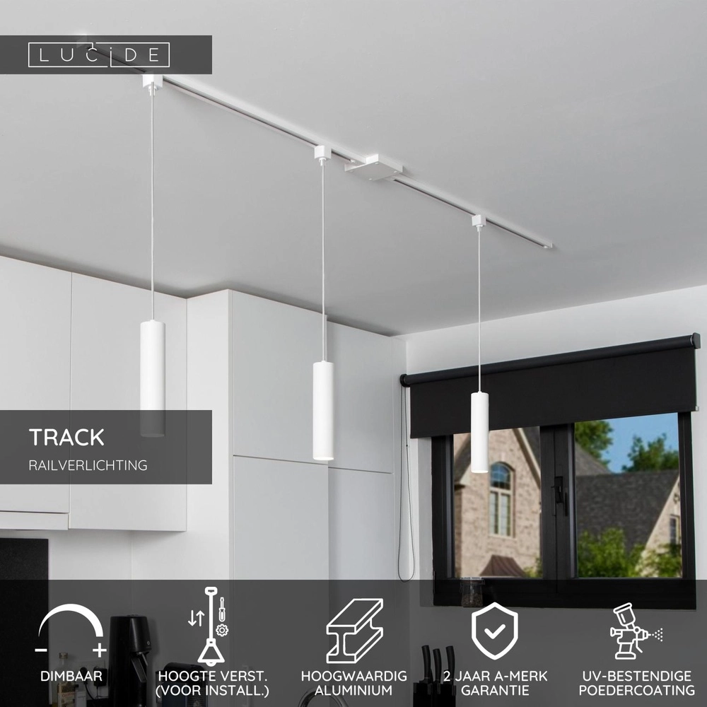 Rail pendant light Track Floris 1-phase white Lucide 5411212093875