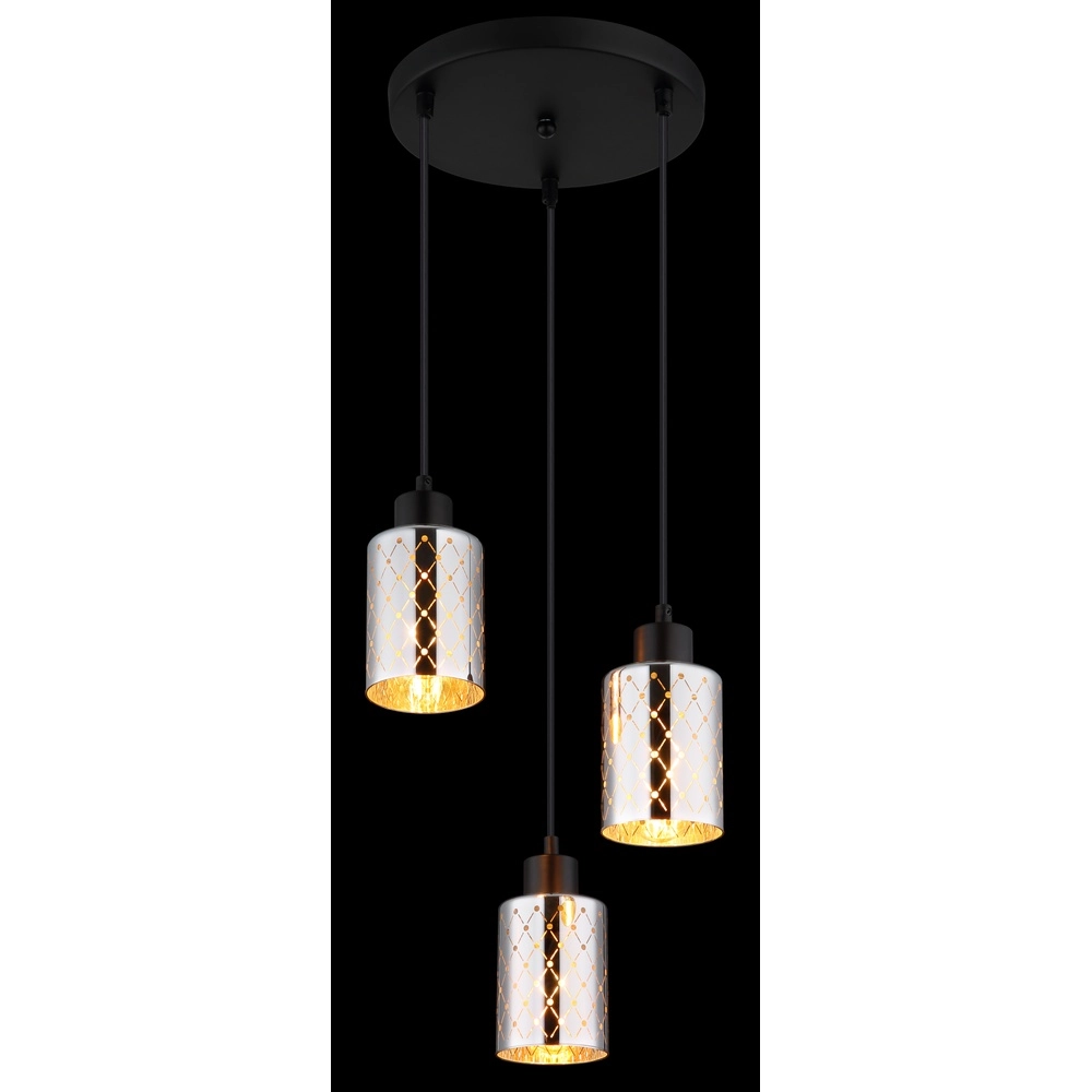 Design pendant lamp Alonso 3-light black round Globo 9007371578252
