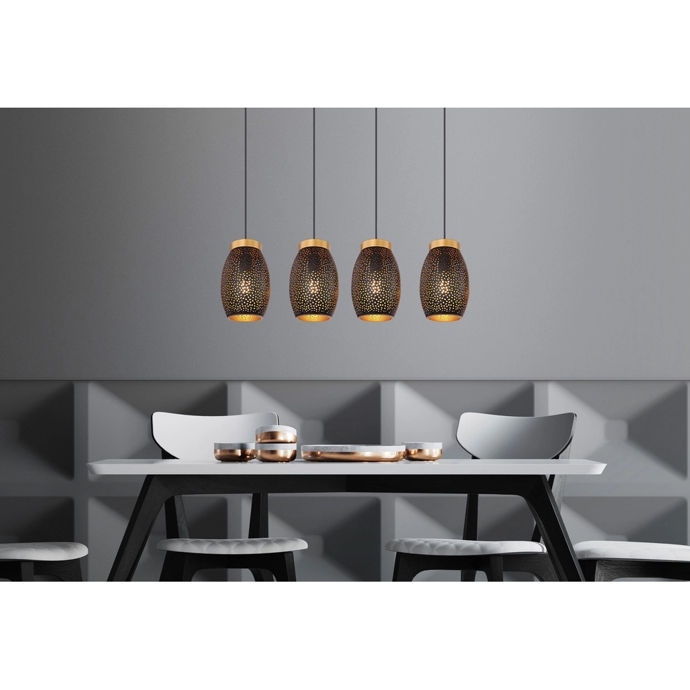 4-light pendant lamp Narri black with gold - small holes Globo 9007371392667