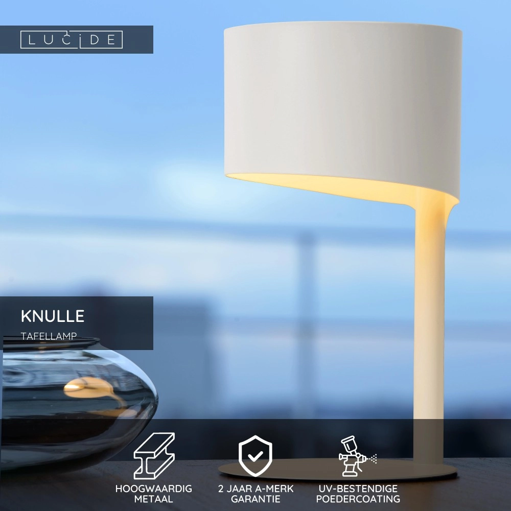 Sleek table lamp Knulle Ø 15cm white Lucide 5411212450715