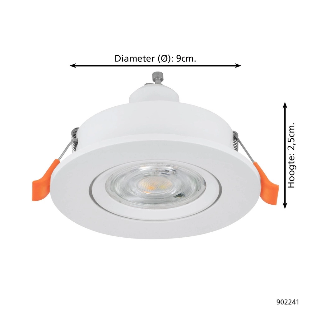 Recessed spotlight Barranco white Ø 9cm - 4,5W - 3000K Eglo 9008606359219