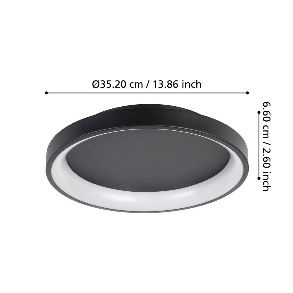 Sleek led ceiling light Loretello Ø 35cm - black Eglo 9008606316410