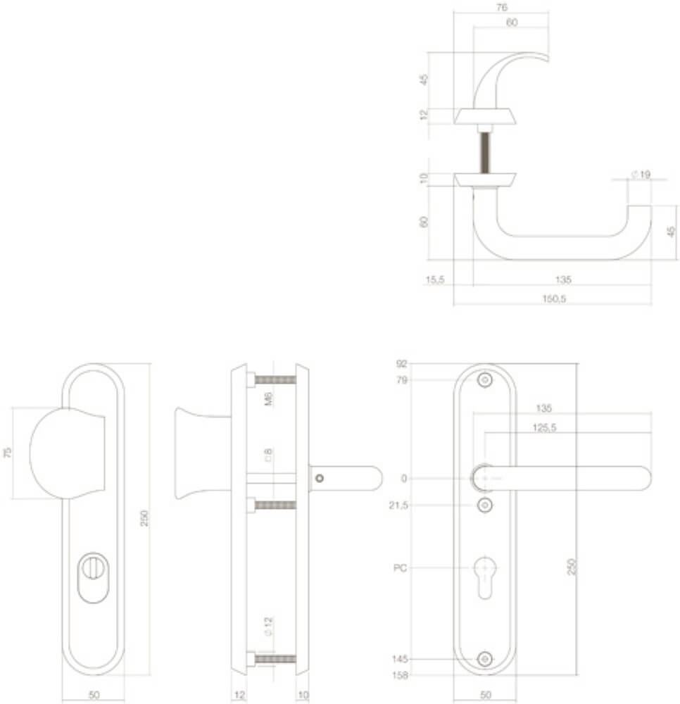 Front door fittings Vurano core pull protection oval PC 55mm stainless steel Intersteel 8714186393659