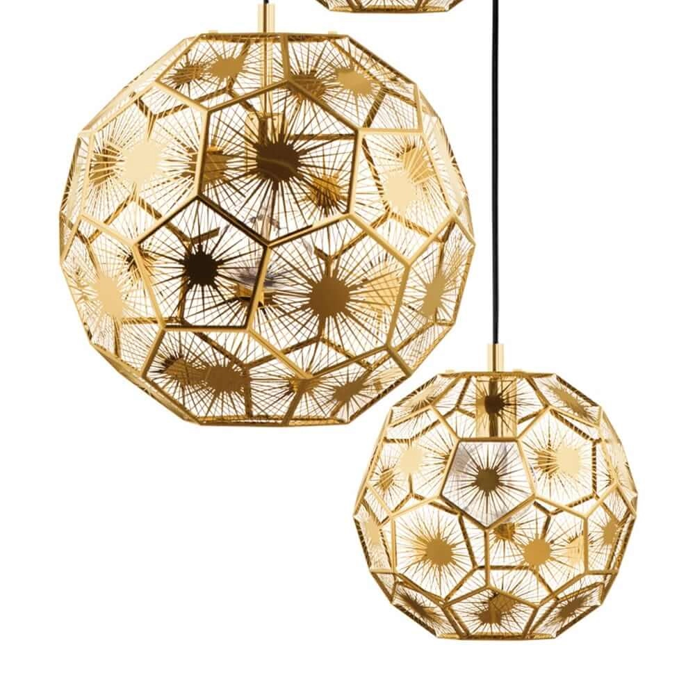 Gold hanging lamp Skoura loft - 3-light Stars of Light 9002759397586