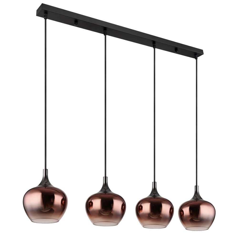 Black pendant lamp Maxy with red glass 4-lights Globo 9007371447985