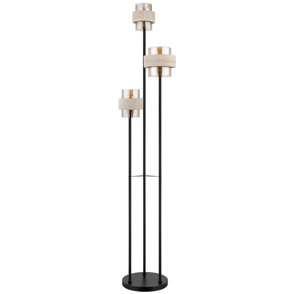 3-light floor lamp Daren black with marble Globo 9007371580675