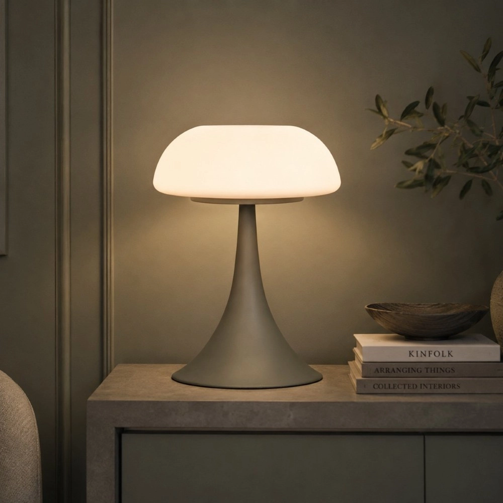 Table lamp Ancilla Grey with white glass