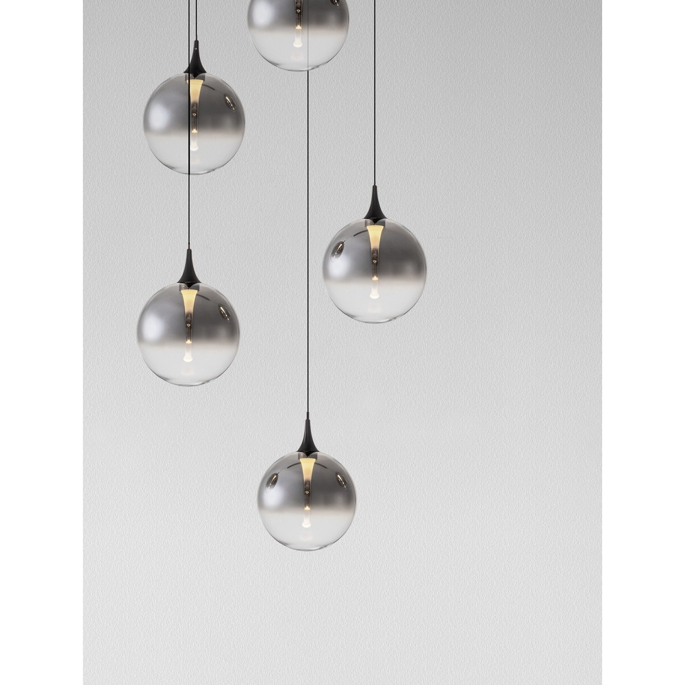 Pendant lamp Orenda round 5-light smoke glass