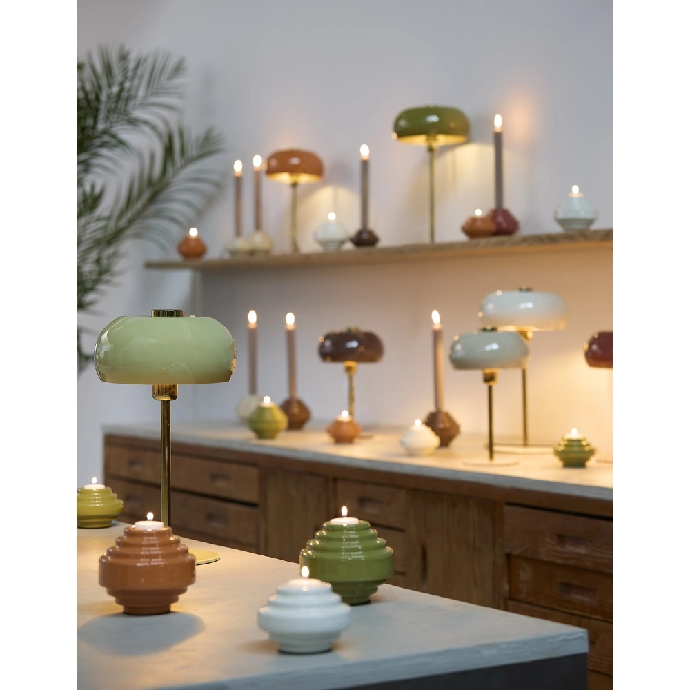 Table lamp Surin Ø 26cm - gloss olive green with gold Light & Living 8717807743499