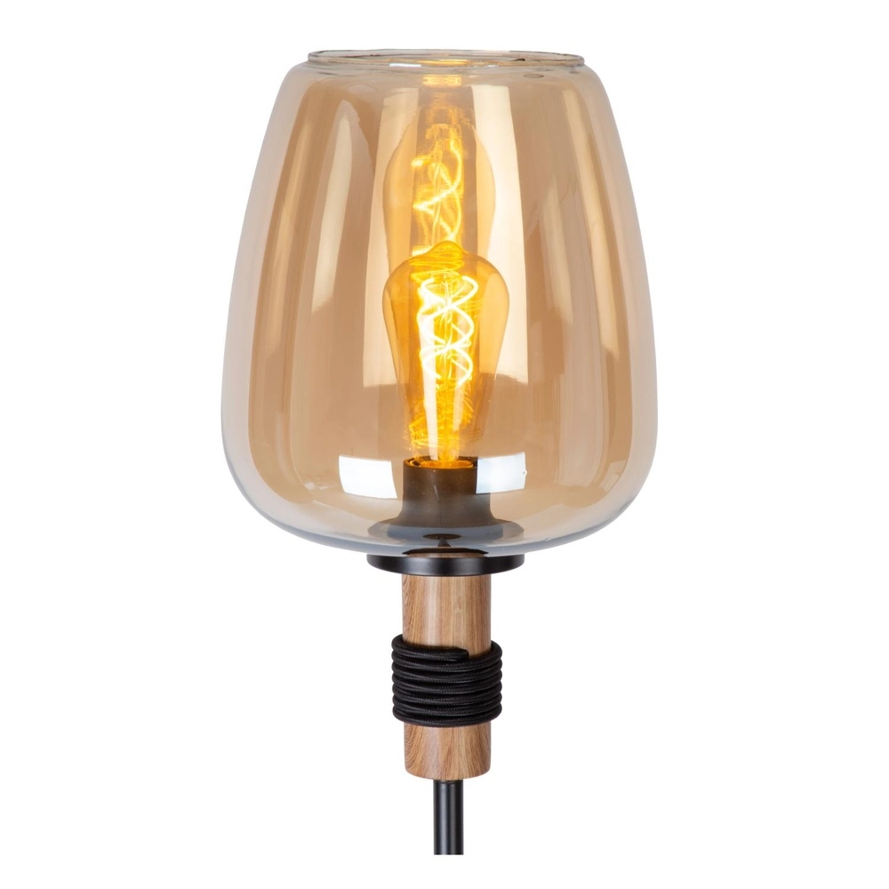 Floor lamp Ilona black with amber glass Lucide 5411212452702