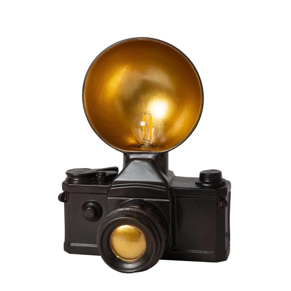 Nostalgic table lamp Extravaganza Camera black with gold