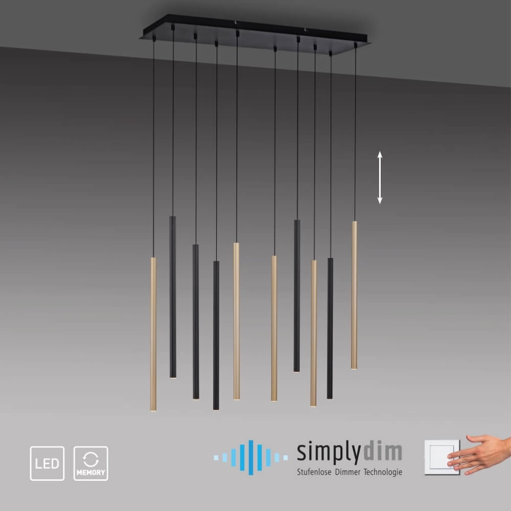 Unique pendant lamp Flute 10-light Paul Neuhaus 4012248374788