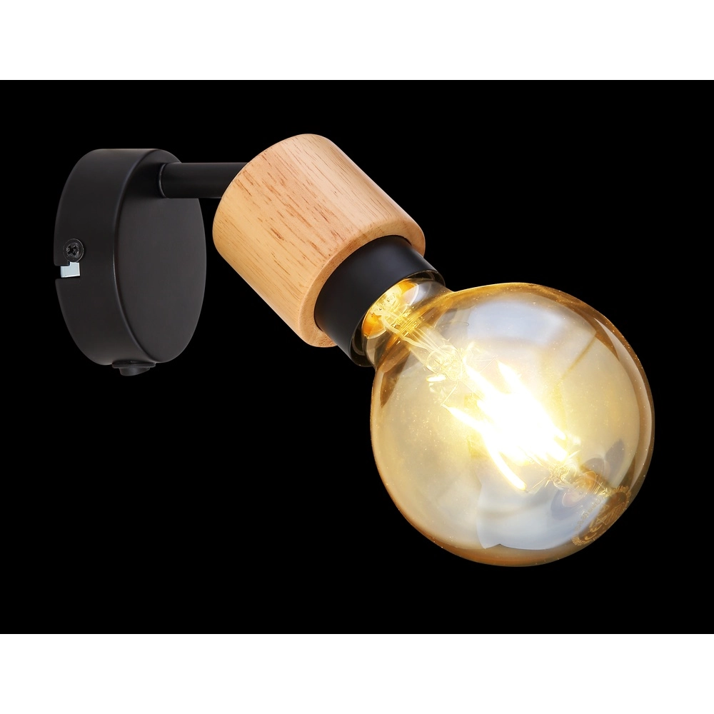 Wall lamp Jorna black with wood Globo 9007371414277