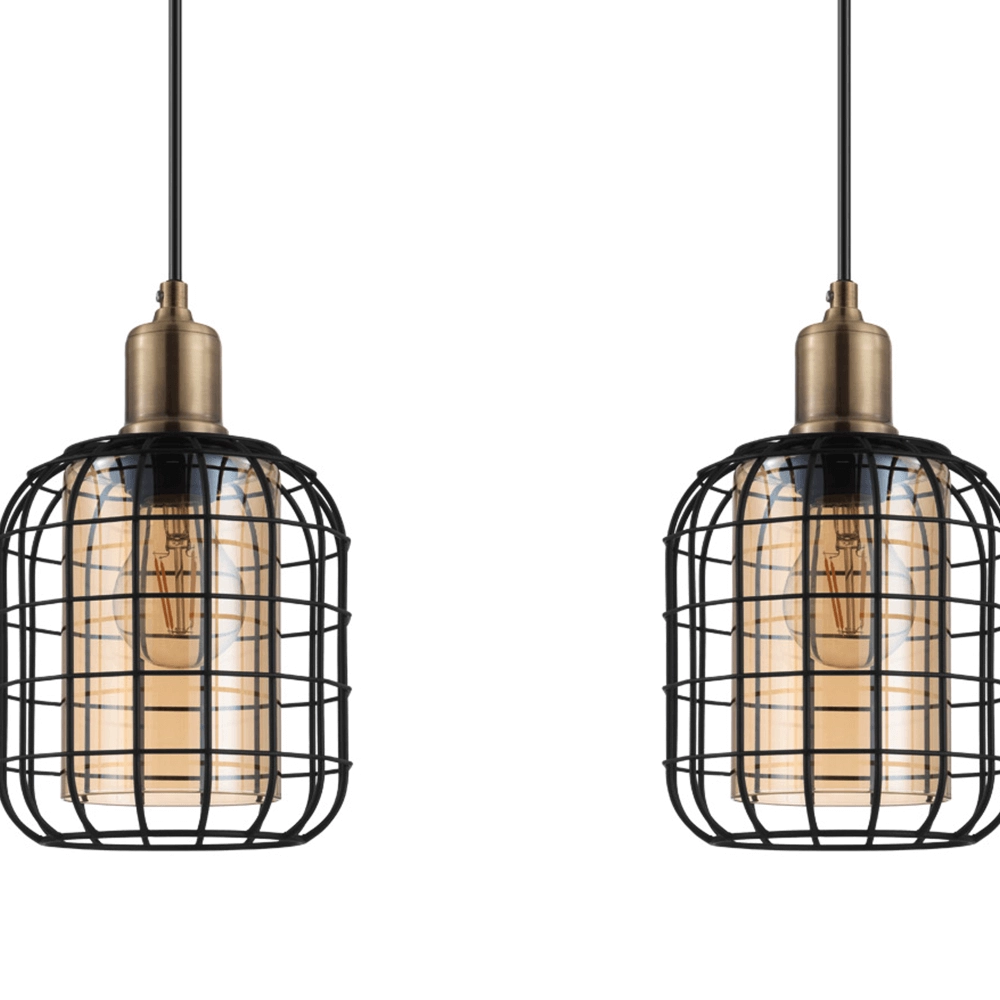 Dining room pendant lamp Chisle with amber glass Eglo 9002759435288