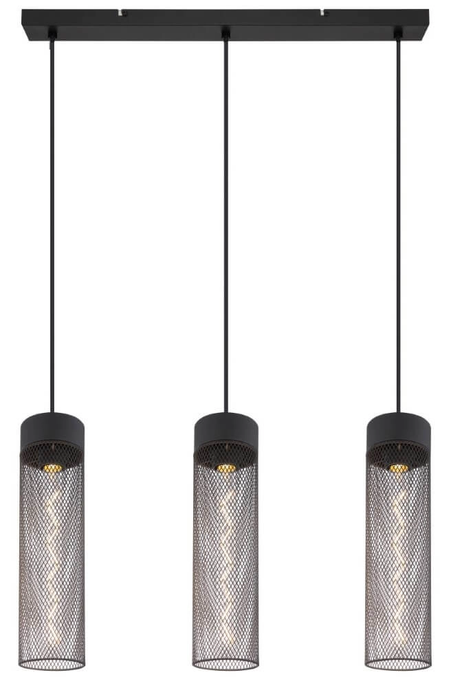 3-light pendant lamp Hans black Globo 9007371432516